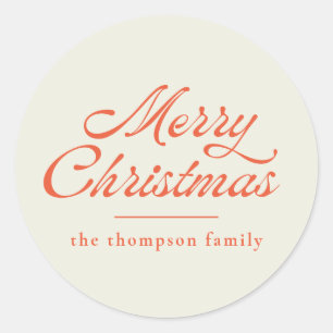 Merry Christmas Retro Vintage Holiday Personalised Classic Round Sticker