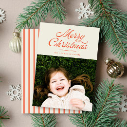Merry Christmas Retro Vintage Holiday Photo Card