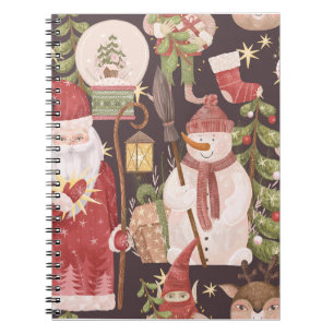 Merry Christmas Retro Vintage Santa Claus Notebook