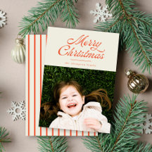 Merry Christmas Retro Vintage Stripe Photo