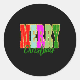 Merry Christmas Retro Vintage Xmas Holiday For Wom Classic Round Sticker