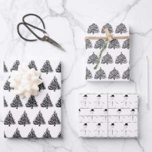Merry Christmas Retro Vintage Xmas Party Snowman  Wrapping Paper Sheet