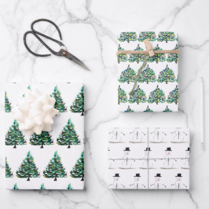 Merry Christmas Retro Vintage Xmas Stars Snowman Wrapping Paper Sheet