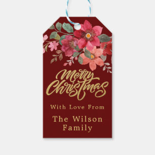 Merry Christmas Return Address Classic floral Gift Tags
