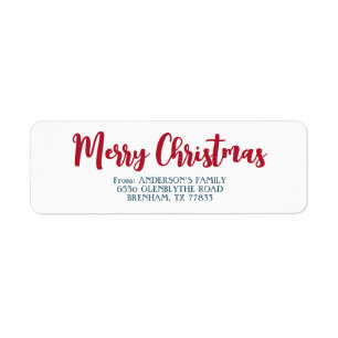 Merry Christmas Return Address Label