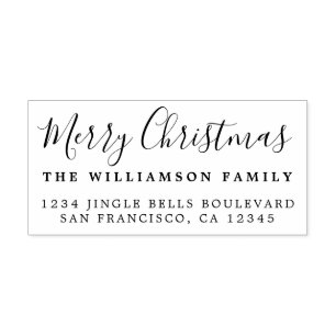 Merry Christmas Return Address Rubber Stamp