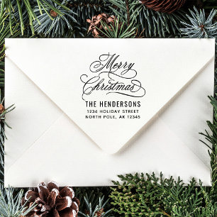 Merry Christmas Return Address Rubber Stamp