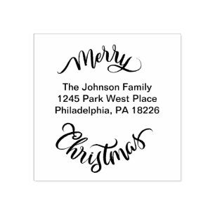 Merry Christmas Return Address Rubber Stamp