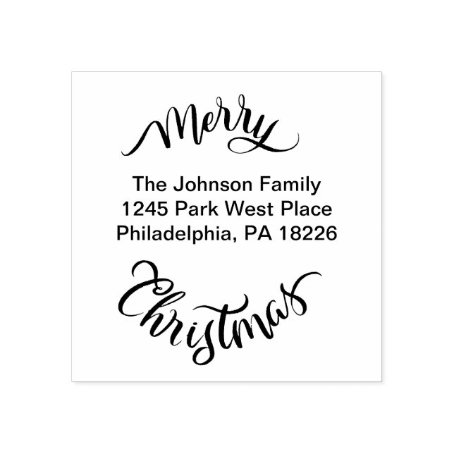 Merry Christmas Return Address Rubber Stamp (Imprint)