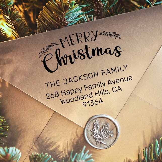 Merry Christmas return address Self-inking Stamp (Creator Uploaded)