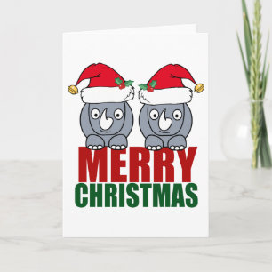 Merry Christmas Rhino Cute Holiday Card