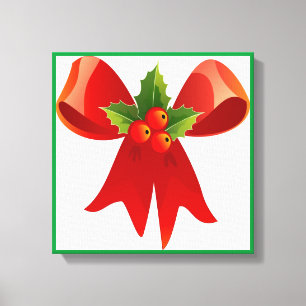"MERRY CHRISTMAS" RIBBON BOW CANVAS PRINT