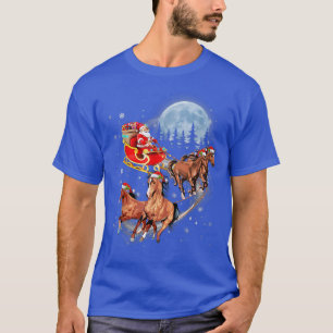Merry Christmas Riding Horse Santa Fun Family Matc T-Shirt