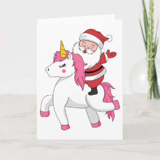 merry christmas riding unicorn card