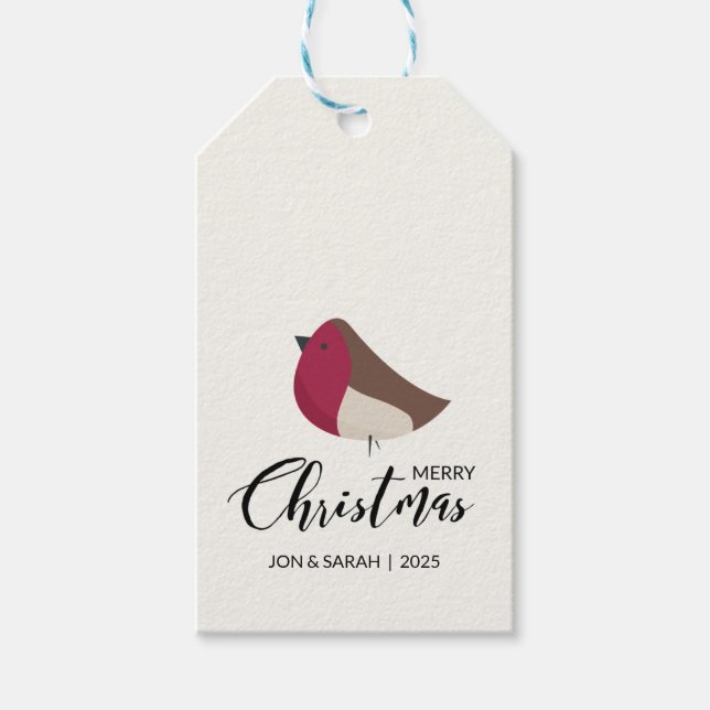 Merry Christmas Robin Gift Tags (Front)