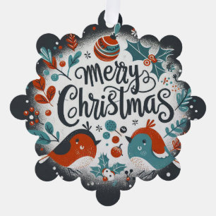 Merry Christmas Robins Favour Tags Tree Decoration Card