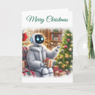 Merry Christmas Robot Tech Girls STEM Greeting Holiday Card
