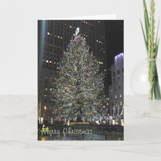 Merry Christmas Rockefeller Centre NYC Xmas Tree Holiday Card (Front)