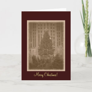 Merry Christmas- Rockefeller Centre Tree-Vintage Holiday Card