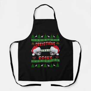 Merry Christmas ROCKS Ugly Christmas Sweater Apron