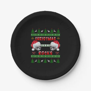Merry Christmas ROCKS Ugly Christmas Sweater Paper Plate