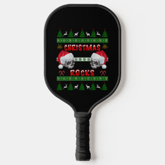Merry Christmas ROCKS Ugly Christmas Sweater Pickleball Paddle
