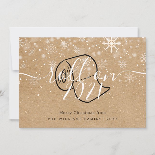 Merry Christmas Roll On New Year Rustic Fun Holiday Card (Front)