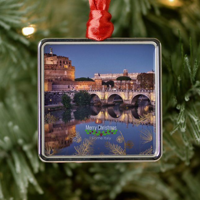 Merry Christmas, Rome, Italy Metal Tree Decoration (Tree)