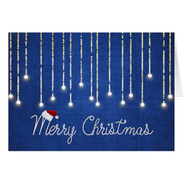 Merry Christmas rope design with lights on blue (Front Horizontal)
