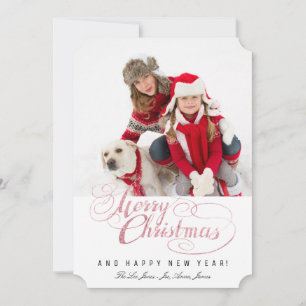 Merry Christmas (Rose Gold GLITTER) Holiday Card