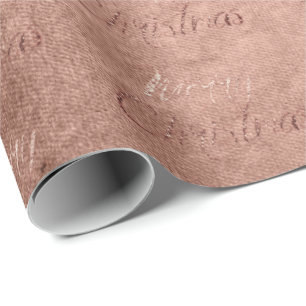 Merry Christmas Rose Gold Glitter Script Seasonal Wrapping Paper