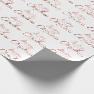 Merry Christmas Rose Gold Glitter White Holidays Wrapping Paper