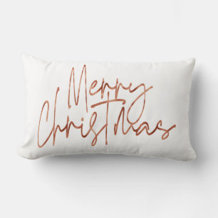 Merry Christmas rose gold Hollyday lettering  Lumbar Cushion