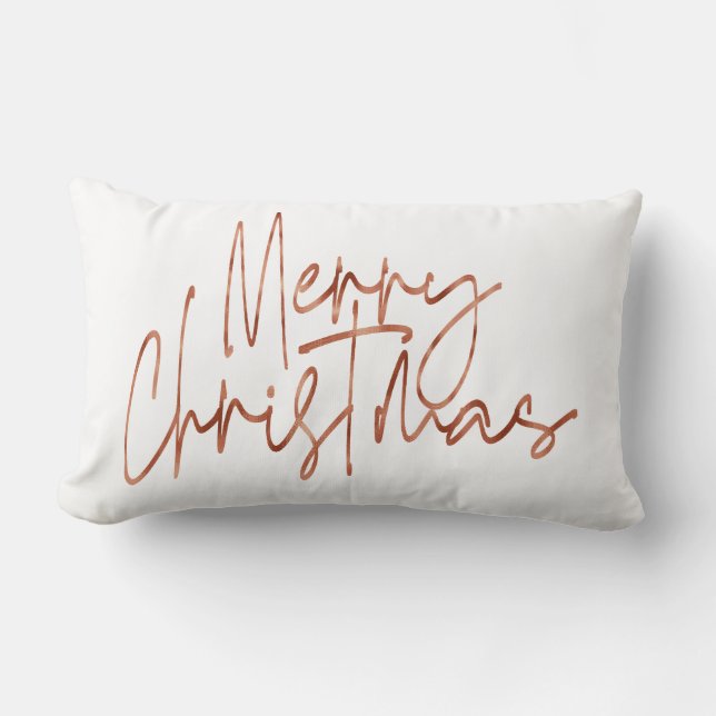 Merry Christmas rose gold Hollyday lettering  Lumbar Cushion (Front)