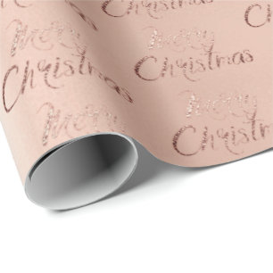 Merry Christmas Rose Gold Script Happy Holidays Wrapping Paper