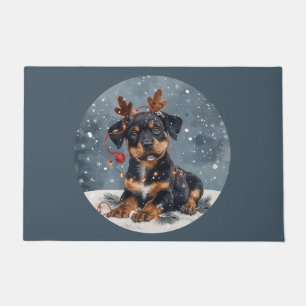 Merry Christmas Rottweiler Dog Reindeer Doormat