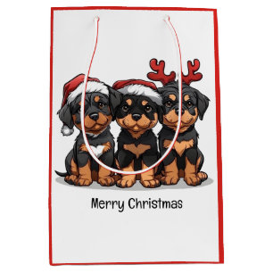 Merry Christmas Rottweiler Dog Santa Medium Gift Bag