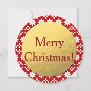 Merry Christmas! Round Christmas Card, Gold Foil Holiday Card