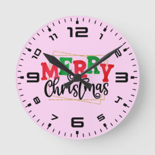 Merry Christmas  Round Clock