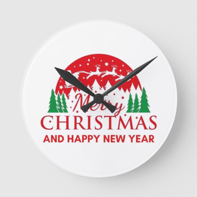 Merry Christmas  Round Clock (Front)