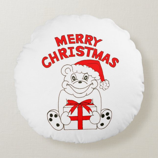 Merry Christmas Round Cushion (Front)