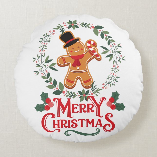 Merry Christmas Round Cushion (Front)