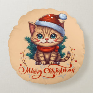Merry Christmas Round Cushion
