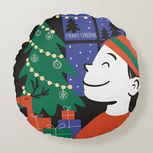 Merry Christmas Round Cushion (Front)