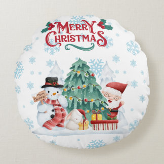 merry christmas round cushion