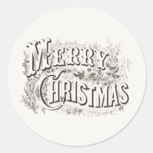 MERRY CHRISTMAS ROUND CUSTOM NAME STICKER