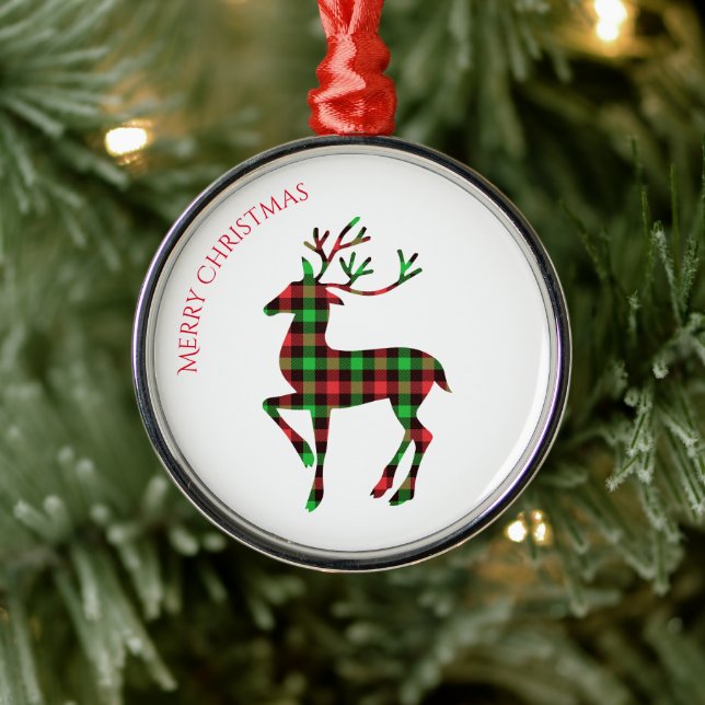 Merry Christmas Round Ornament-Deer Metal Tree Decoration (Tree)