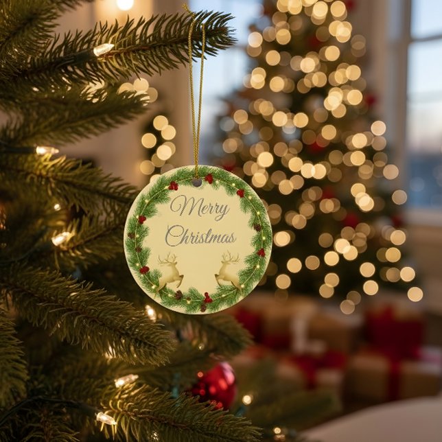 Merry Christmas Round Ornament with Holiday Design (Creator Uploaded)