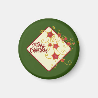 Merry Christmas Round Sticker Magnet