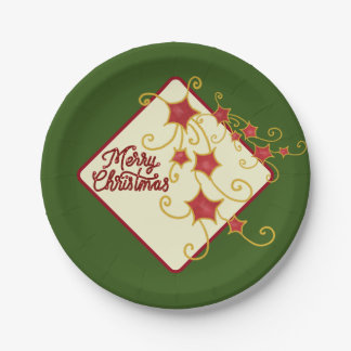 Merry Christmas Round Sticker Paper Plate